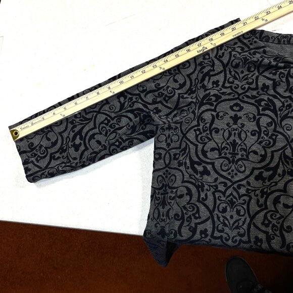 Lands' End Blouse Bow Front Navy Blue Design Mid length Sleeves Size 1X 16W-18W - Picture 10 of 14